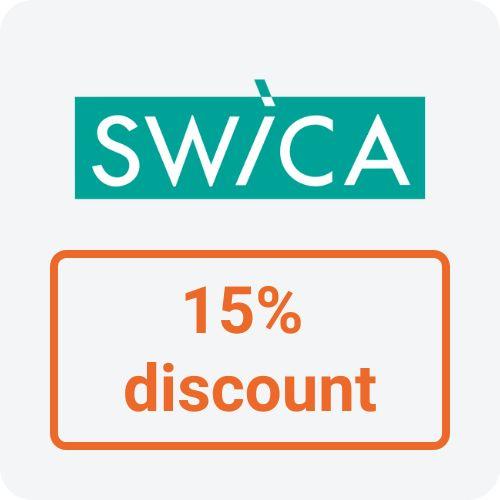 logo of the company Swica with the signature 15% discount