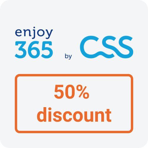 logo of the company Enjoy365 with the signature 50% discount