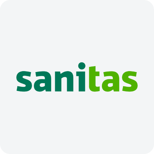 Logo der Firma Sanitas mit der Signatur 30% Rabatt